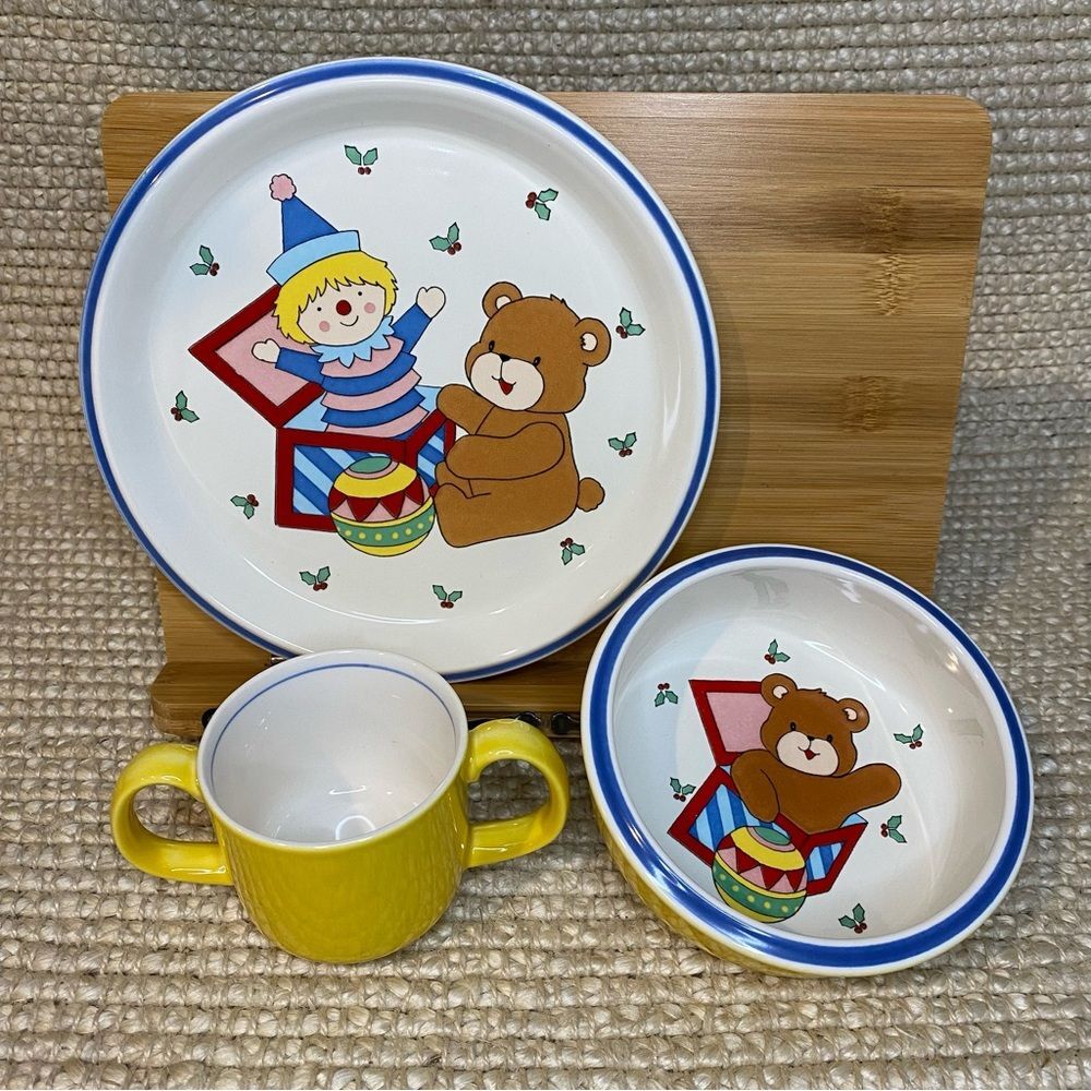 Vintage Mikasa Japan Jack in the Box Teddy Bear Child Dinnerware Set